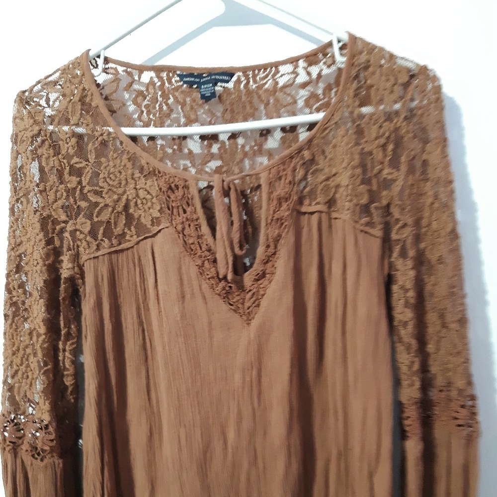 Lace American Eagle Flowy Shirt